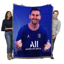 Hardworking Sports Player Lionel Messi Woven Blanket