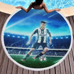 Hardy Football Player Paulo Bruno Dybala Round Beach Towel 1