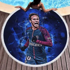 Hardy PSG Football Player Neymar Jr Round Beach Towel 1