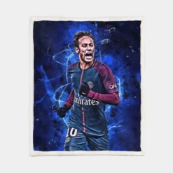 Hardy PSG Football Player Neymar Jr Sherpa Fleece Blanket 1