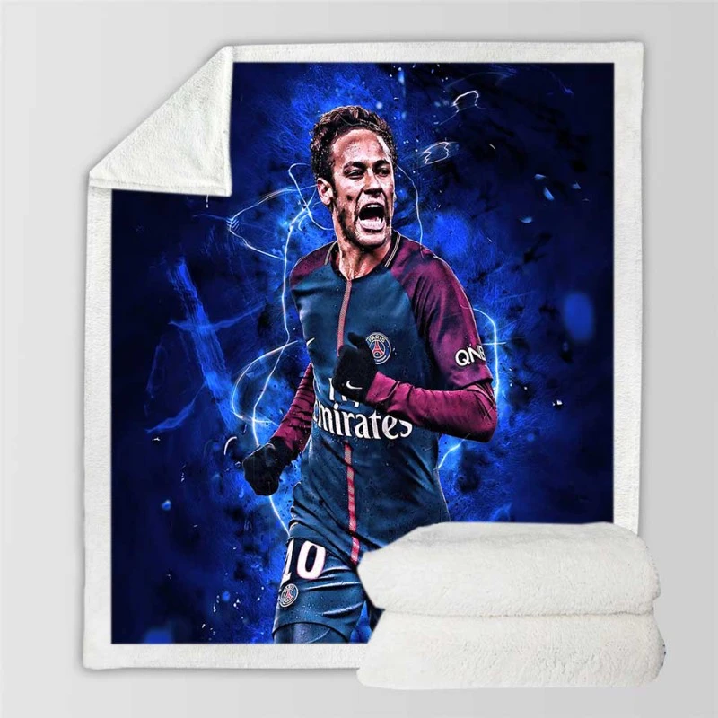 Hardy PSG Football Player Neymar Jr Sherpa Fleece Blanket