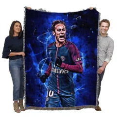 Hardy PSG Football Player Neymar Jr Woven Blanket