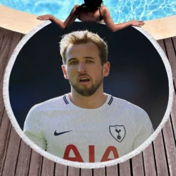 Harry Kane Awarded English Football Player Round Beach Towel 1