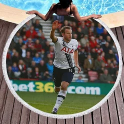 Harry Kane Exciting English Soccer Player Round Beach Towel 1