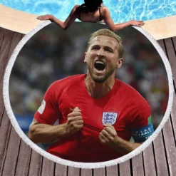 Harry Kane Top Ranked English Player Round Beach Towel 1