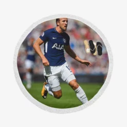 Harry Kane in Blue Jercey Round Beach Towel