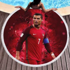 Healthy Portugal sports Player Cristiano Ronaldo Round Beach Towel 1