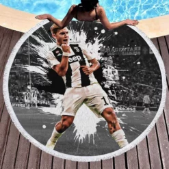 Hearty Footballer Player Paulo Dybala Round Beach Towel 1