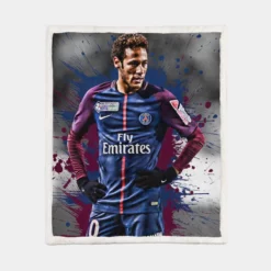 Hearty PSG Footballer Player Neymar Sherpa Fleece Blanket 1