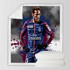 Hearty PSG Footballer Player Neymar Sherpa Fleece Blanket