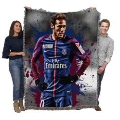 Hearty PSG Footballer Player Neymar Woven Blanket