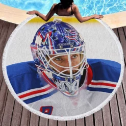 Henrik Lindquist Professional NHL Hockey Player Round Beach Towel 1