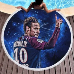 Honorable PSG Soccer Player Neymar Jr Round Beach Towel 1