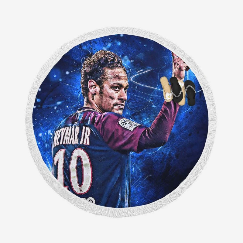 Honorable PSG Soccer Player Neymar Jr Round Beach Towel