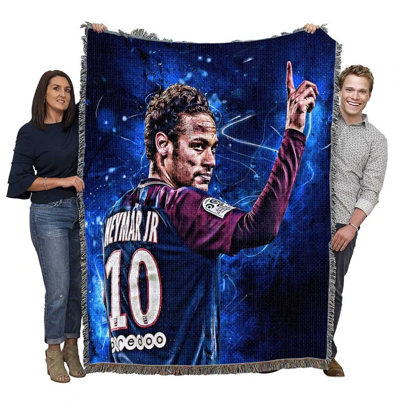Honorable PSG Soccer Player Neymar Jr Woven Blanket