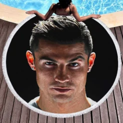 Honorable Soccer Player Cristiano Ronaldo Round Beach Towel 1