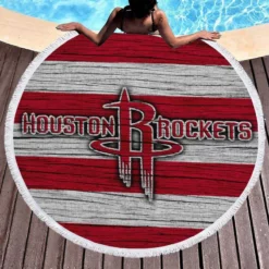 Houston Rockets Basketball Team Logo Round Beach Towel 1