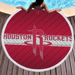 Houston Rockets Energetic NBA Basketball Team Round Beach Towel 1