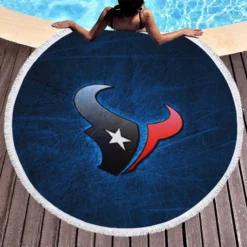 Houston Texans Professional American Football Team Round Beach Towel 1