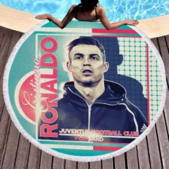 Improving Sports Player Cristiano Ronaldo Round Beach Towel 1