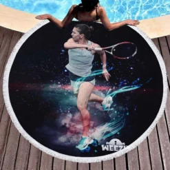 Incredible Tennis Player Simona Halep Round Beach Towel 1