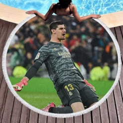 Inspirational Football Thibaut Courtois Round Beach Towel 1