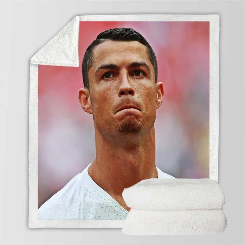 Inspirational Sports Player Cristiano Ronaldo Sherpa Fleece Blanket