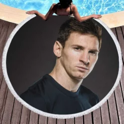 Inspirational Sports Player Lionel Messi Round Beach Towel 1