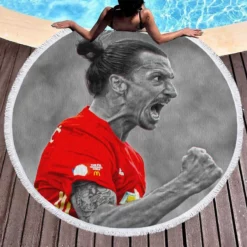 Inspiring Football Zlatan Ibrahimovic Round Beach Towel 1