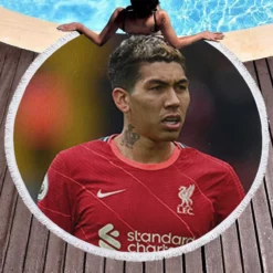 Inspiring Liverpool Football Roberto Firmino Round Beach Towel 1