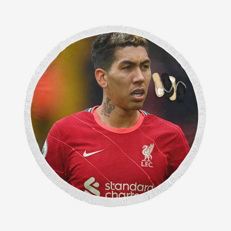 Inspiring Liverpool Football Roberto Firmino Round Beach Towel