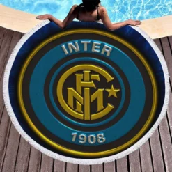 Inter Milan Exciting Football Club Round Beach Towel 1