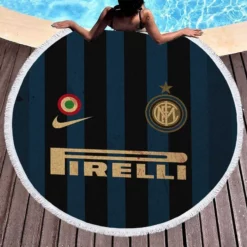 Inter Milan Italian Nike Football Club Logo Round Beach Towel 1