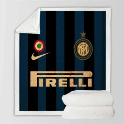 Inter Milan Italian Nike Football Club Logo Sherpa Fleece Blanket