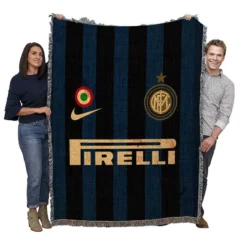 Inter Milan Italian Nike Football Club Logo Woven Blanket