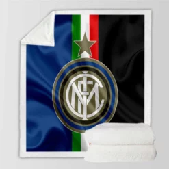 Inter Milan Strong Italian Club Logo Sherpa Fleece Blanket