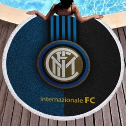 Inter Milan Top Ranked Football Club Logo Round Beach Towel 1