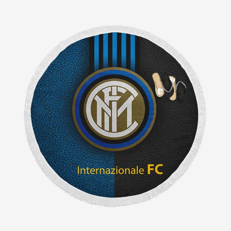Inter Milan Top Ranked Football Club Logo Round Beach Towel