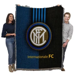 Inter Milan Top Ranked Football Club Logo Woven Blanket