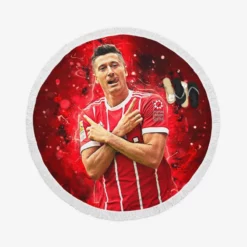 Intercontinental Cup Footballer Robert Lewandowski Round Beach Towel