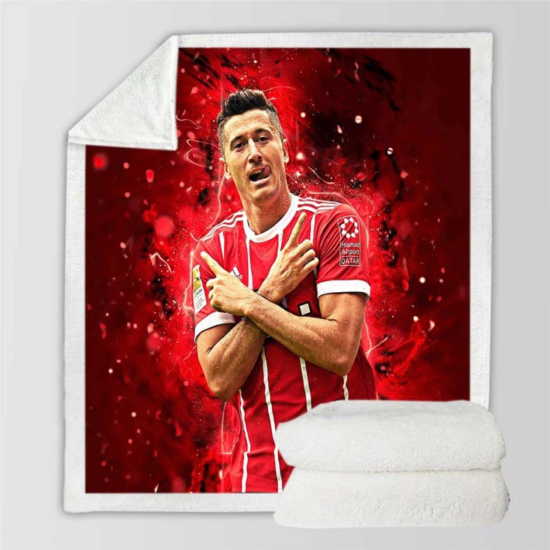 Intercontinental Cup Footballer Robert Lewandowski Sherpa Fleece Blanket