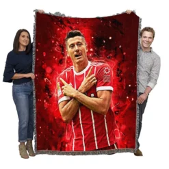 Intercontinental Cup Footballer Robert Lewandowski Woven Blanket