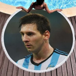 Invigorating Argentina Sports Player Lionel Messi Round Beach Towel 1