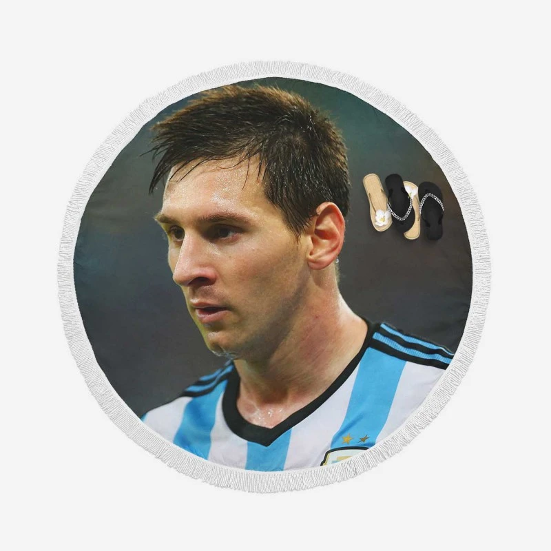 Invigorating Argentina Sports Player Lionel Messi Round Beach Towel