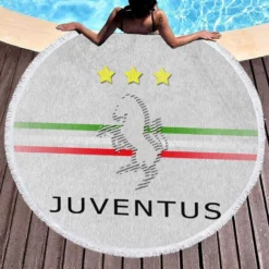 Italian Popular Soccer Club Juve Logo Round Beach Towel 1