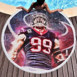 JJ Watt Classic NFL American Football Player Round Beach Towel 1