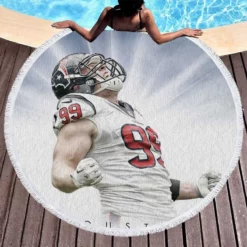 JJ Watt Energetic NFL American Football Player Round Beach Towel 1
