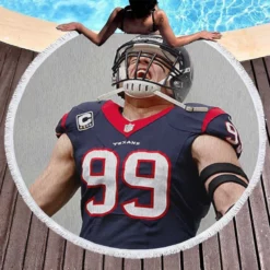 JJ Watt Popular NFL American Football Player Round Beach Towel 1