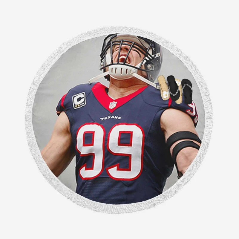 JJ Watt Popular NFL American Football Player Round Beach Towel