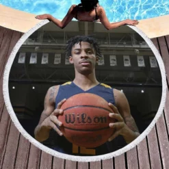 Ja Morant American Professional Basketball Player Round Beach Towel 1